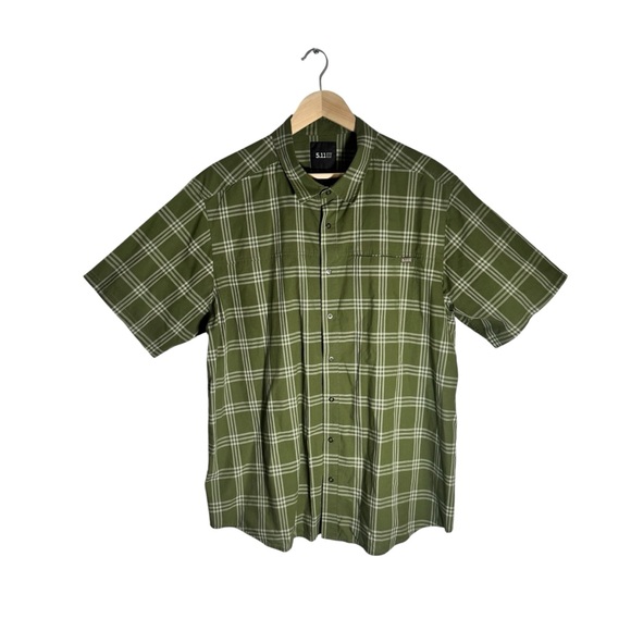 5.11 Tactical Shirt Men's Plaid Snap Button Short Sleeve Green Outdoors Size XL - Picture 3 of 6